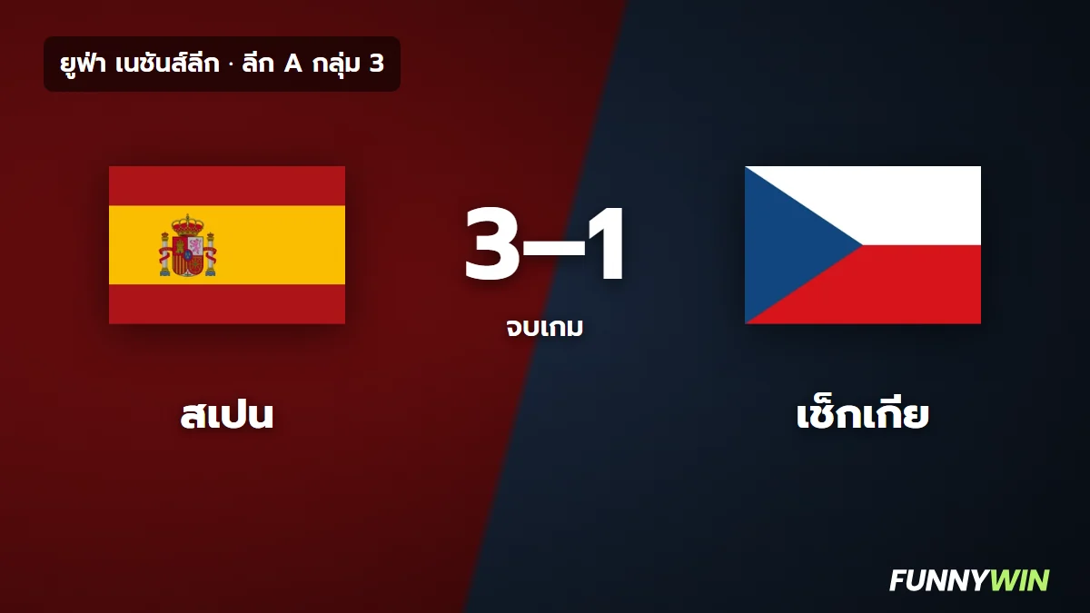 ภาพประกอบ: สเปน 3-1 เช็กเกีย ผลบอลเนชันส์ลีก ยามาลยิงนัดที่ 3 ติดต่อกัน