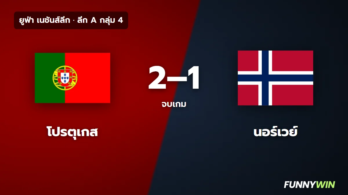 ภาพประกอบ: โปรตุเกส 2-1 นอร์เวย์ ผลบอลเนชันส์ลีก พลิกชนะ เก็บ 12 แต้มเต็ม